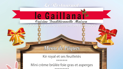 Menu de Pâques Restaurant Le Gaillanai